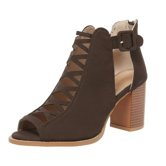 GHSOHS Cowboy Boots for Women Wide Calf Boots Ankle Boots Shoes Waterproof Sneakers Women Open Toe Booties With Block Heel and Side Comfort Cut Out Design Heel Sandals Western Cowgirl Boots,Size 37