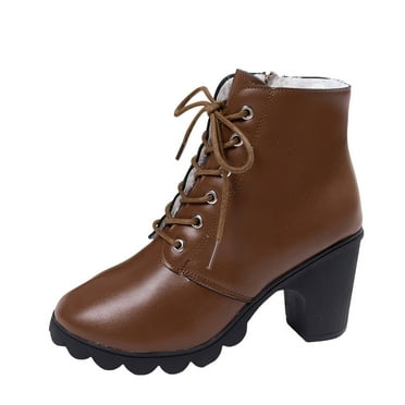 GHSOHS Cowboy Boots for Women Work Boots Ankle Boots Shoes Womens Fall Boots British Black Boots Leather Lace Up Thick High Heel Short Boot Western Cowgirl Boots Rain Boots Comfort Booties,Size 38