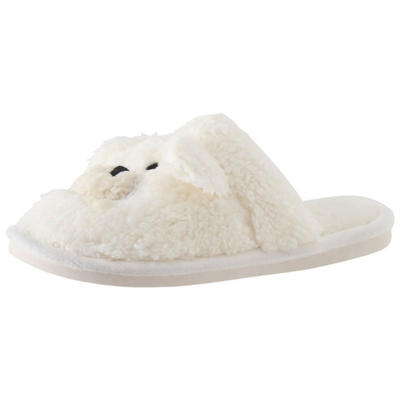 GHSOHS Cute Cartoon Bear Fuzzy Slippers for Women Couple Indoor Outdoor Home Shoes Non Slip Flat Bottom Warm Cotton House Slippers