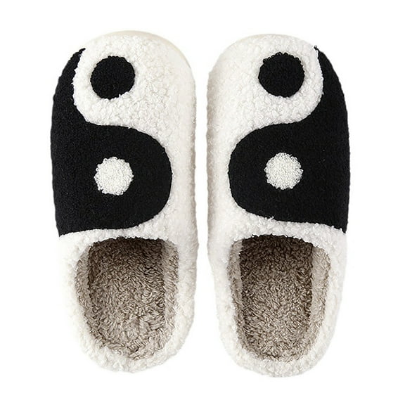 GHSOHS Cute Cotton Slippers for Women Men Couples Indoor Outdoor Plush Home Shoes Cartoon Pumpkin Fuzzy House Slippers Soft Flat Shoes