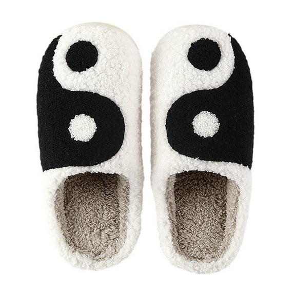 GHSOHS Cute Cotton Slippers for Women Men Couples Indoor Outdoor Plush Home Shoes Cartoon Pumpkin Fuzzy House Slippers Soft Flat Shoes