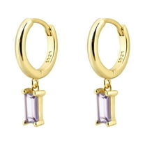 GHSOHS Earring Backs Rectangular Colored Zircon Earrings Simple Fashion Real Gold Electroplated Earrings for Women Gold Hoop Earrings Fashion Earings Ear Ring