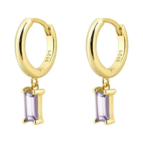 GHSOHS Earring Backs Rectangular Colored Zircon Earrings Simple Fashion Real Gold Electroplated Earrings for Women Gold Hoop Earrings Fashion Earings Ear Ring