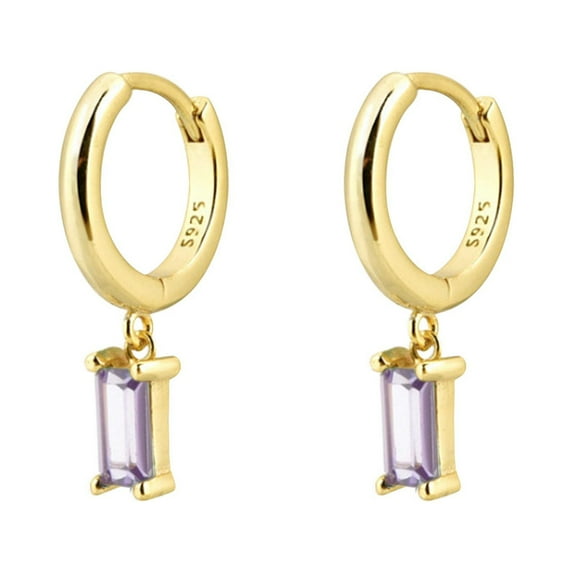 GHSOHS Earring Backs Rectangular Colored Zircon Earrings Simple Fashion Real Gold Electroplated Earrings for Women Gold Hoop Earrings Fashion Earings Ear Ring