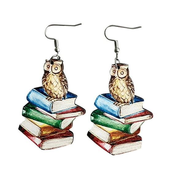 GHSOHS Earrings for Women Creative Teacher's Day Earrings Gift Book Paintbrush Print Earrings Contracted Show Temperament Earrings Gold Hoop Earrings Fashion Earings Ear Ring