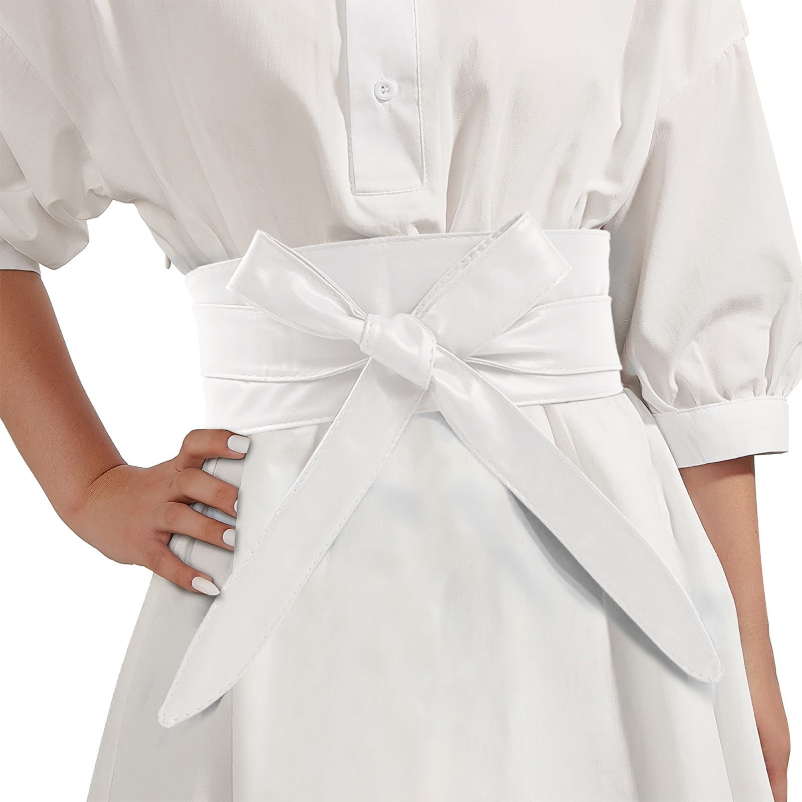 GHSOHS Elastic Belts for Women Fashion Obi Belt Solid Leather