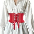 thumbnail image 1 of GHSOHS Elastic Wide Belts for Women Lace-up Tied Corset Belts for Dresses Retro Stretchy Bow Waist Belt Leather Canvas Adjustable Waistband Red, 1 of 4