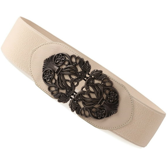 GHSOHS Elastic Wide Belts for Women Vintage Adjustable Stretchy Waist Belts for Jeans Pants Dresses Carved Buckle Corset Belt 2.36 inch Waistband