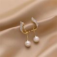 thumbnail image 1 of GHSOHS Elegant Diamond Pearl Tassel Dangle Earrings for Women Trendy Sparking Gold Zircon Pearl Drop Earrings Jewelry Gift, 1 of 9