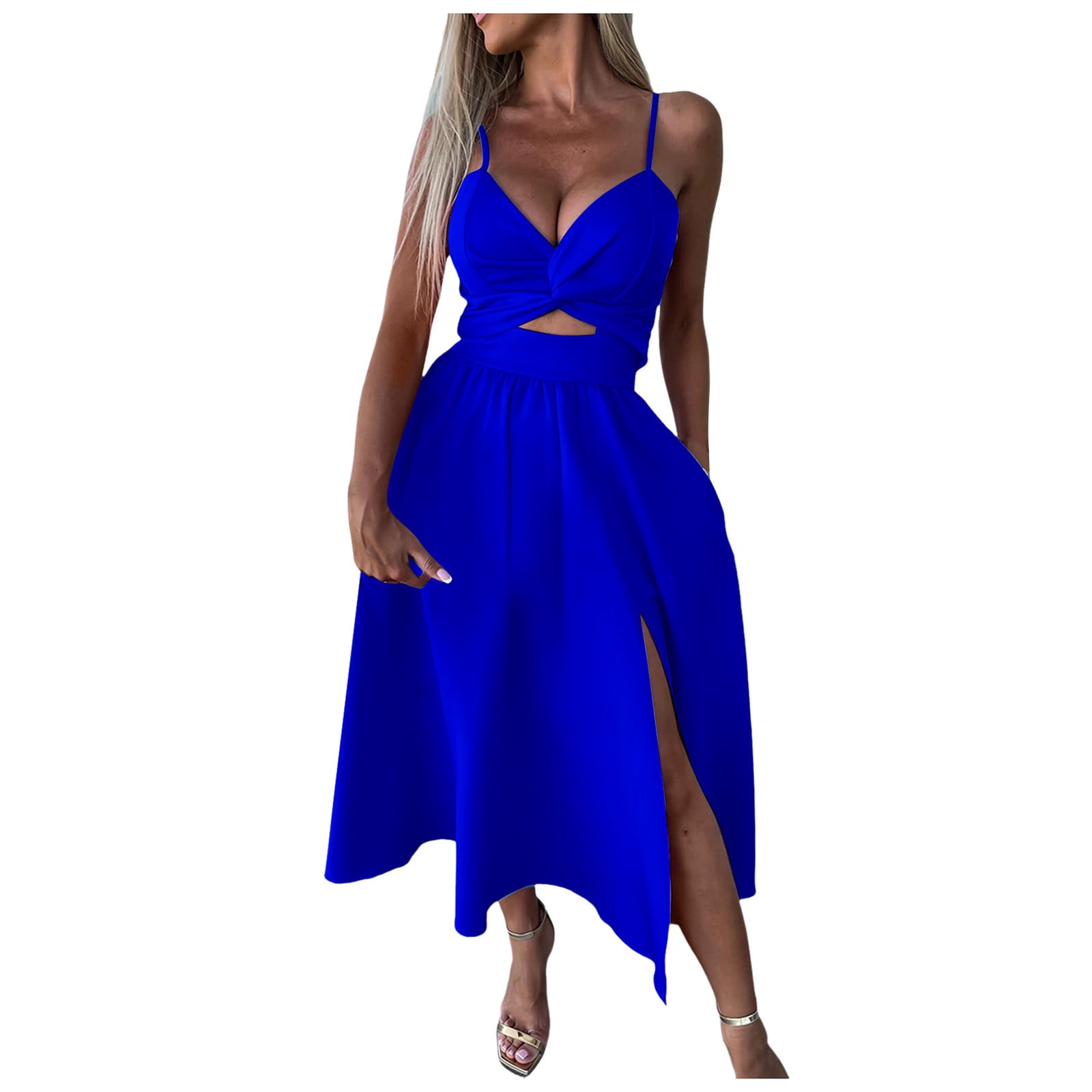 GHSOHS Formal Dresses for Women 2024 Vestidos Semi Formal Wedding Guest  Dress Womens Spaghetti Strap Flowing Long Slip Dress Wedding Guest Dresses  Formal Dress Long Party Dress Blue Dress - Walmart.com