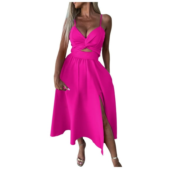 GHSOHS Formal Dresses for Women Vestidos Black Dress Womens Spaghetti Strap Flowing Long Slip Dress Wedding Guest Dresses Formal Dress Long Party Dress Pink Dress