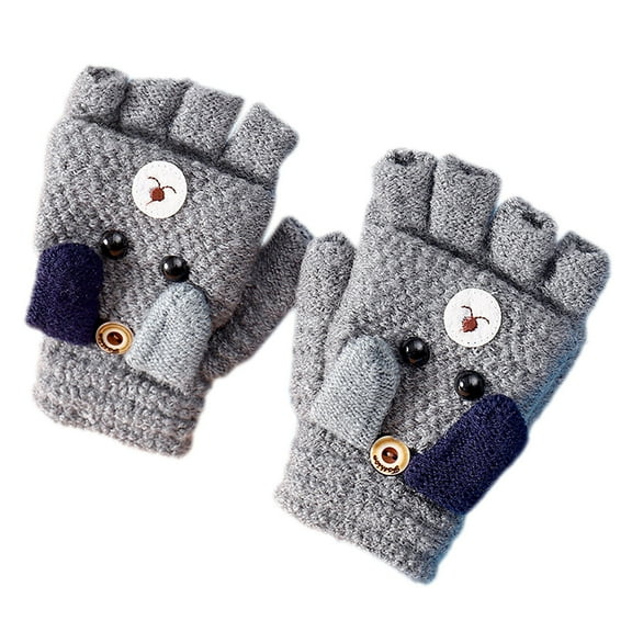 GHSOHS Gloves Boys and Girls Points Refers To In The Fall and Winter Of Knitted Gloves Pupils Write Cartoon Children Warm Warm Gloves Winter Gloves for Men Grey Finger Gloves Mittens