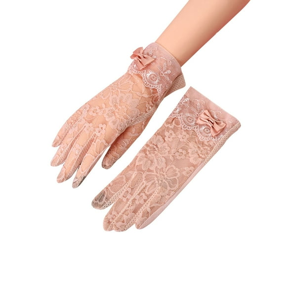 GHSOHS Gloves Short Lace Gloves for Women Summer UV-Proof Sunblock Driving Gloves Mesh Fishnet Black Gloves Opera Evening Wedding Tea Party Mittens Waterproof Gloves for Men Pink Finger Gloves