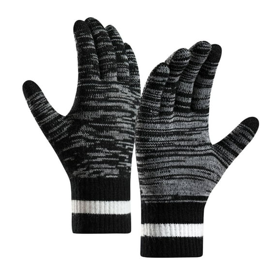 GHSOHS Gloves Winter Gloves for Women Men Fleece Lined Touchscreen Gloves Elastic Warm Knit Wool Texting Gloves Cold Weather Outdoor Riding Mittens Waterproof Gloves for Men Black Finger Gloves