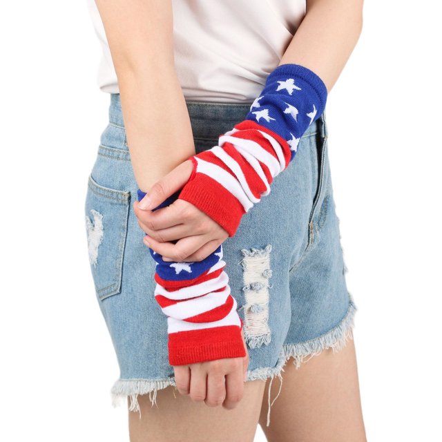 GHSOHS Gloves Women Winter Stripe Pattern Elbow Length Fingerless