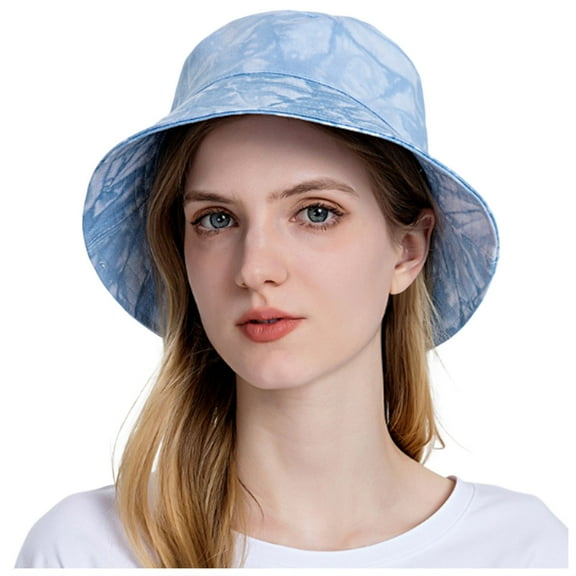 GHSOHS Hat Beanie Cowboy Hat Silk Bonnet Skullies Beanies Women's Summer Short Brimmed Outdoor Outing Tie Dye Sunshade Fisherman Hat Warm Baseball Caps Berets Fedoras Blue Bucket Hats