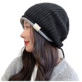 thumbnail image 1 of GHSOHS Hat Beanie Cowboy Hat Silk Bonnet Women Casual Drawstring Knitted Pile Hat Fall Winter Large Head Circumference Show Face Small Wool Pullover Hat Wrapped Head Cold Hat Black Baseball Caps, 1 of 9