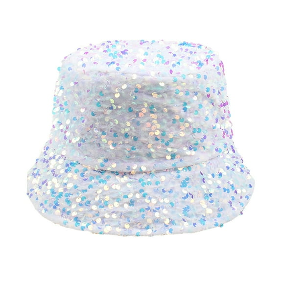 GHSOHS Hat Beanie Cowboy Hat Silk Bonnet Womens Sequin Bucket Hat Beach Sun Hats for Party Girls Teens Shiny Glitter Sequin Sun Cap for Travel Warm Baseball Caps Berets White Sun Hats