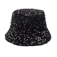 thumbnail image 1 of GHSOHS Hat Cowboy Hat Silk Bonnet Beanie Womens Sequin Bucket Hat Beach Sun Hats for Party Girls Teens Shiny Glitter Sequin Sun Cap for Travel Warm Baseball Caps Berets Black Headbands, 1 of 3