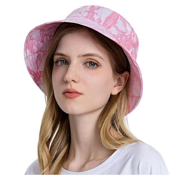 GHSOHS Hats Beanie Cowboy Hat Silk Bonnet Skullies Beanies Women's Summer Short Brimmed Outdoor Outing Tie Dye Sunshade Fisherman Hat Warm Baseball Caps Berets Fedoras Pink Fedoras