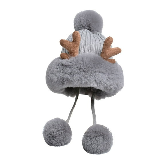 GHSOHS Hats Cowboy Hat Silk Bonnet Beanie Fun and Cute Knitted Plush Three Hair Thickened Ear Women's Fashionable Warm Hat Warm Baseball Caps Berets Fedoras Visors Grey Newsboy Caps