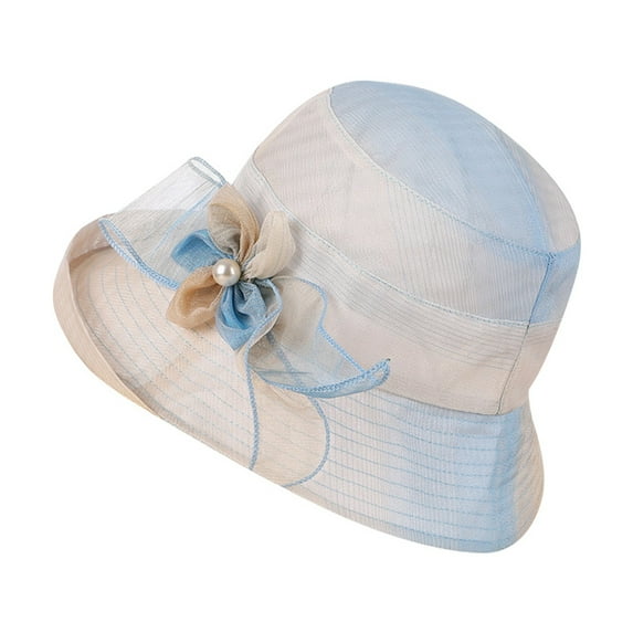 GHSOHS Hats Cowboy Hat Silk Bonnet Beanie Skullies Beanies Women's Summer Wide Sun Beach Hat Sun Hat Flower Tea Party Hat Warm Baseball Caps Berets Fedoras Headbands Blue Headbands