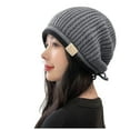 thumbnail image 1 of GHSOHS Hats Silk Bonnet Beanie Cowboy Hat Women Casual Drawstring Knitted Pile Hat Fall Winter Large Head Circumference Show Face Small Wool Pullover Hat Wrapped Head Cold Hat Grey Berets, 1 of 8