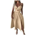 thumbnail image 1 of GHSOHS Homecoming Dresses for Women Vestidos Party Dresses Womens Spaghetti Strap Flowing Long Slip Dress Wedding Guest Dresses Formal Dress Long Party Dress Khaki Dress, 1 of 5