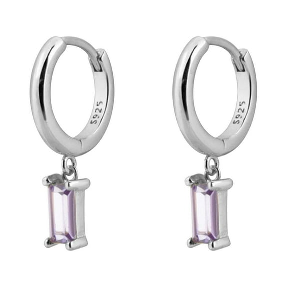 GHSOHS Hoop Earrings Rectangular Colored Zircon Earrings Simple Fashion Real Gold Electroplated Earrings for Women Gold Hoop Earrings Fashion Earings Ear Ring