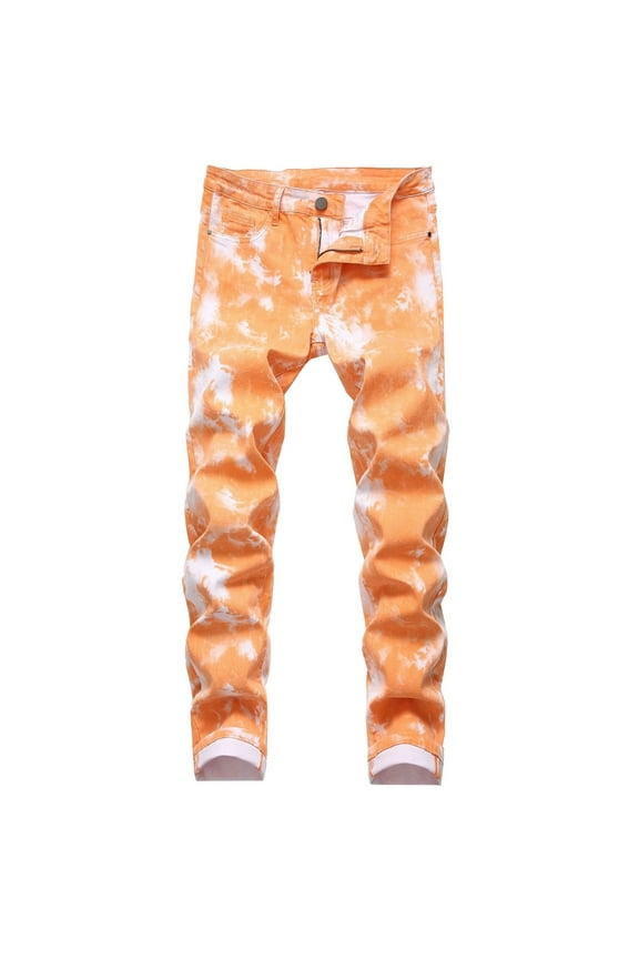 Jeans for Men Cargo Pants Sweatpants Mens Jeans Blue Jeans Men Stretch Jeans Slim Stacked Distressed Ripped Jeans Fashion Straight Legs Denim Pants Leisure Casual Pants Blue Jeans for Men,32