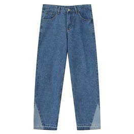 【DEARMINE】Wide crack denim pants WXLWZYWL Mens Stacked Jeans Slim Fit Ripped Jeans Destroyed