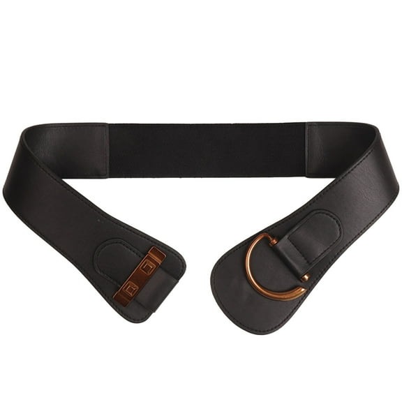 GHSOHS Leather Belts for Women Vintage Adjustable Stretchy Wide Belt Buckle Elastic Wide Waist Belts for Dresses Coats Shirts Waistband