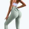 thumbnail image 1 of GHSOHS Leggings for Women Back Hollow Bow Leggings Seamless Peach Hips High Waisted Workout Leggings Hip Lift Fitness Jeggings Yoga Pants Green Leggings Women Green Jeggings Capris Pants Capri P,2XL, 1 of 5
