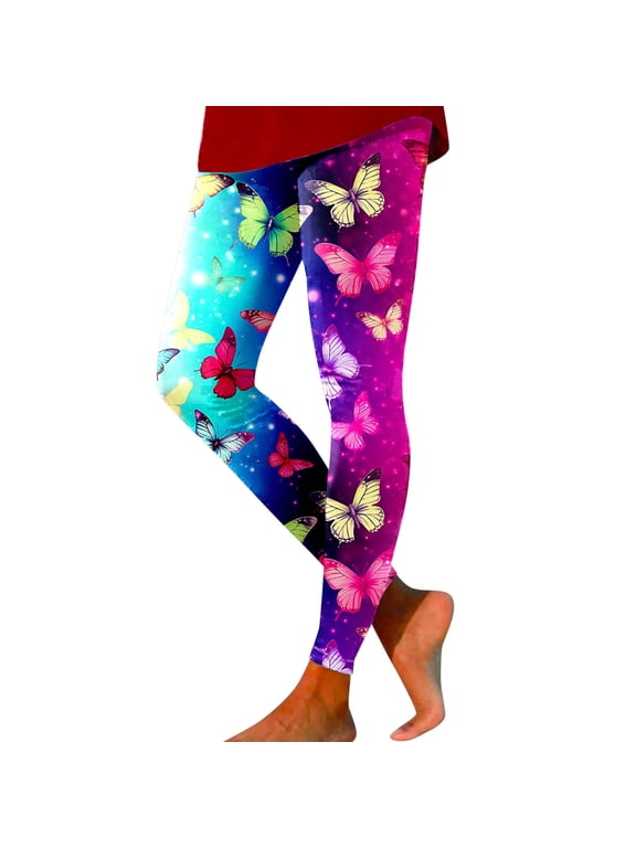 Leggings for Women Black Leggings Butterfly Print Tights Seamless Hip Lifting Workout Leggings High Waisted Yoga Pants Comfy Capris Casual Leggings for Women Hot Pink Jeggings Capris Pant,M