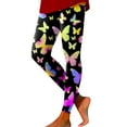 thumbnail image 1 of GHSOHS Leggings for Women Black Leggings Butterfly Print Tights Seamless Hip Lifting Workout Leggings High Waisted Yoga Pants Comfy Capris Pull On Capris Stretch Purple Jeggings Capris Pants Plu,2XL, 1 of 5