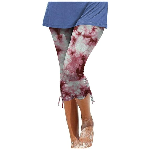 GHSOHS Leggings for Women Capri Leggings for Women's Floral Print Capris Pants Summer Casual Knee Length Capri Leggings Silm Fit Comfy Cropped Pants Cropped Leggings for Women Jeggings Capr,L
