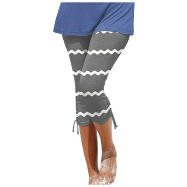 GHSOHS Leggings for Women Capri Leggings for Women's Floral Print Capris Pants Summer Casual Knee Length Capri Leggings Silm Fit Comfy Cropped Pants Palazzo Pants Women Grey Jeggings Capris Pant,S