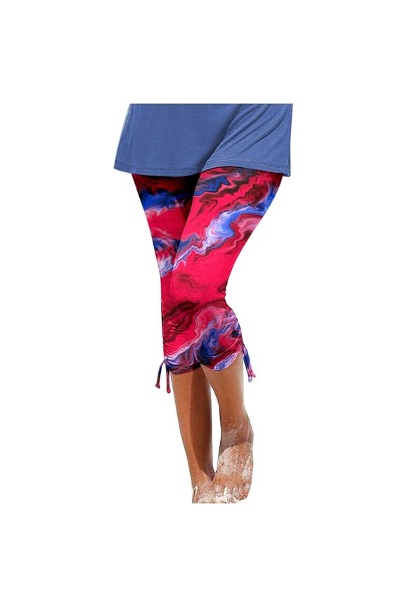 Leggings for Women Capri Leggings for Women's Printed Capris Pants Summer Casual Knee Length Capri Leggings Silm Fit Comfy Cropped Pants Green Leggings Red Jeggings Capris Pants Summer Le,2XL