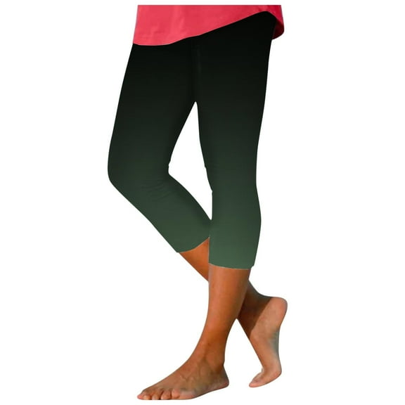 GHSOHS Leggings for Women Casual Cropped Pants Yoga High Waist Leggings Summer Beach Pants Casual Workout Stretch Leggings Khakis Pants Army Green Jeggings Capris Pants Ladies Capri Pants,2XL