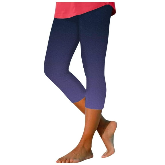 GHSOHS Leggings for Women Casual Cropped Pants Yoga High Waist Leggings Summer Beach Pants Casual Workout Stretch Leggings White Jeans Dark Blue Jeggings Capris Pants Women Capris for Summer,XL