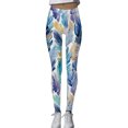 thumbnail image 1 of GHSOHS Leggings for Women Soft Workout Leggings Tie Dye Floral Printed High Waisted Leggings Seamless Stretchy Tights Sports Yoga Pants High Waisted Leggings Blue Jeggings Capris Pants Cropped L,S, 1 of 4