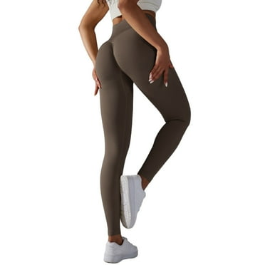 GHSOHS Leggings for Women Wide Waistband Yoga Leggings Flare Leg Pants Active Bottoms Sports Pants High Waisted Tummy Control Workout Leggings Dressy Leggings Brown Jeggings Capris Pants Yoga Ca,S
