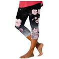 thumbnail image 1 of GHSOHS Leggings for Women Yoga Pants Bell Bottom Pants Jeggings Tights Capri Leggings for Women Floral Print Cropped Leggings Knee Length Summer Workout Leggings Casual Comfy Cropped Yoga Pants C,L, 1 of 5