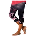thumbnail image 1 of GHSOHS Leggings for Women Yoga Pants Women Capri Pants for Summer Capri Leggings for Women Floral Print Cropped Leggings Knee Length Summer Workout Leggings Casual Comfy Cropped Yoga Pants Knee L,2XL, 1 of 5