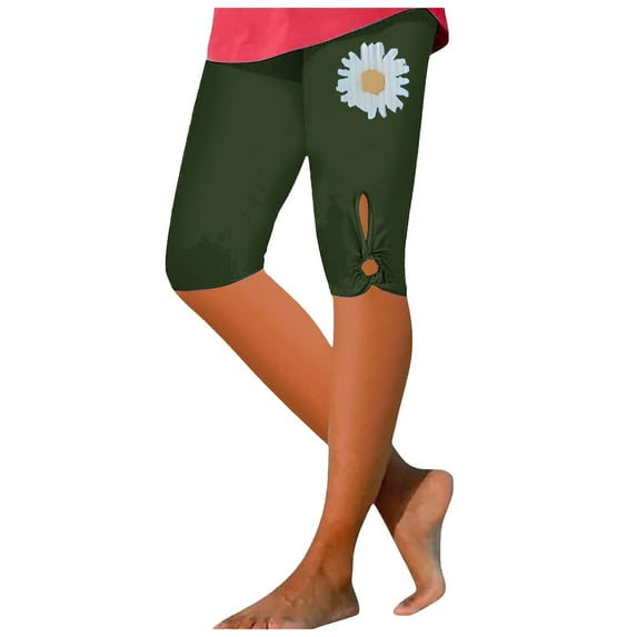 GHSOHS Leggings for Women Yoga Pants Womens Workout Leggings Jeggings Tights High Waist Capri Leggings for Women Summer Beach Pants Casual Exercise Stretch Leggings Hollow Cropped Pants Capri Dre,L