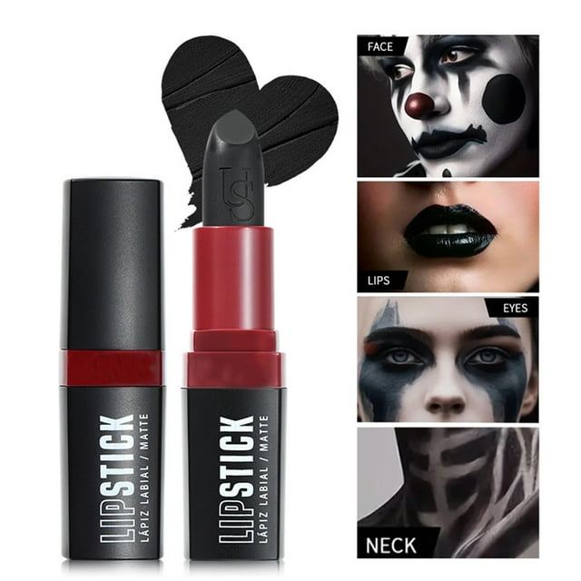 GHSOHS Lip Stain Halloween Black Lipstick Long Lasting Non-Sticky Lip Gloss Matte Highly Pigmented Color Lip Tint Waterproof Nourishing Lip Glaze Makeup