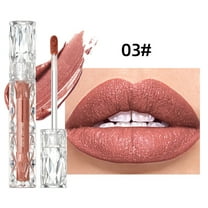 GHSOHS Long Lasting Lip Stain Brown Lip Liner 10 Colors Diamond Liquid Lipstick 1 Piece Metallic Moisturizing Pearlescent Lip Gloss Shiny Lip Gloss Non Stick Cup Non Fading 2ml Non Sticky Mo,C