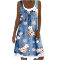 thumbnail image 1 of GHSOHS Maxi Dress Trendy Summer Dresses Plus Size Women's Denim Printed Dresses Two Pieces Sleeveless Mini Jeans Dress Cute Crew Neck Loose Tank Casual Dress Formal Dresses Blue Plus Size D,L, 1 of 5