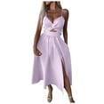 thumbnail image 1 of GHSOHS Maxi Dresses for Women 2024 Vestidos Mini Dresses for Women Womens Spaghetti Strap Flowing Long Slip Dress Wedding Guest Dresses Formal Dress Long Party Dress Pink Dress, 1 of 5