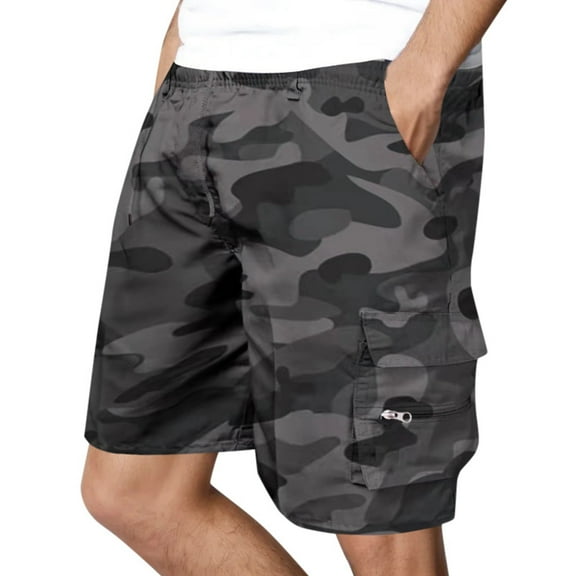 GHSOHS Men's Camo Cargo Shorts Casual Drawstring Outdoor Work Shorts Relaxed Fit Multi-Pocket Camouflage Cargo Shorts Summer Beach Shorts Casual Pants,Camouflage XL